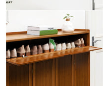 טען את התמונה לגלריה , ארון נעליים 7 קומות מבמבוק משלב דלתות מתקפלות ותא נפתח