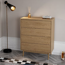 טען את התמונה לגלריה , שידת קומודה ארבע מגירות אלון