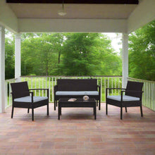 טען את התמונה לגלריה , סט ריהוט גן מצופה ראטן סינטטי איכותי בצבע שחור כהה