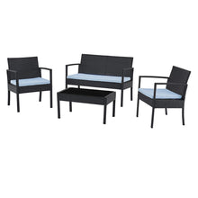 טען את התמונה לגלריה , סט ריהוט גן מצופה ראטן סינטטי איכותי בצבע שחור כהה