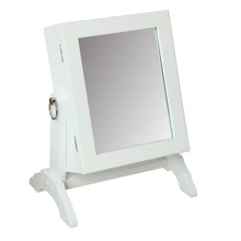 טען את התמונה לגלריה , מראת תכשיטים שולחנית עומדת ואיכותית, המשלבת תא אחסון מרופד