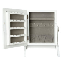 טען את התמונה לגלריה , מראת תכשיטים שולחנית עומדת ואיכותית, המשלבת תא אחסון מרופד