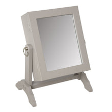 טען את התמונה לגלריה , מראת תכשיטים שולחנית עומדת ואיכותית, המשלבת תא אחסון מרופד