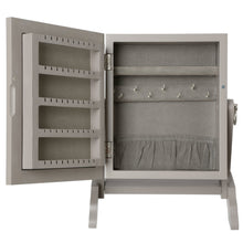 טען את התמונה לגלריה , מראת תכשיטים שולחנית עומדת ואיכותית, המשלבת תא אחסון מרופד