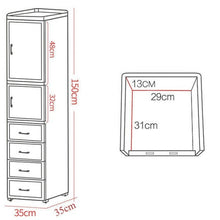 טען את התמונה לגלריה , ארון מזווה נייד המשלב 4 מגירות ושני תאי אחסון למטבח בגובה 150 ס"מ, לבית ולחדר השירות