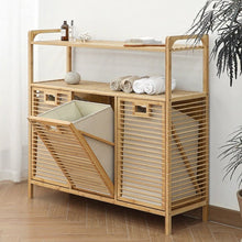 טען את התמונה לגלריה , סל כביסה גדול מחולק ל-3 תאים עשוי במבוק איכותי חזק ועמיד