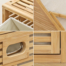 טען את התמונה לגלריה , סל כביסה גדול מחולק ל-3 תאים עשוי במבוק איכותי חזק ועמיד