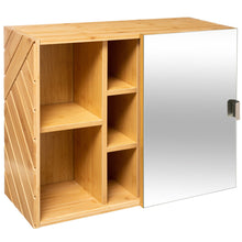 טען את התמונה לגלריה , ארון אחסון עשוי במבוק חזק ועמיד משלב מראה מושלם לחדר האמבטיה