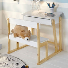 טען את התמונה לגלריה , שולחן לחדר ילדים מעץ ללימודים הכולל ספסל ותא אחסון מושלם לספרים ולכלי כתיבה