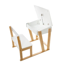 טען את התמונה לגלריה , שולחן לחדר ילדים מעץ ללימודים הכולל ספסל ותא אחסון מושלם לספרים ולכלי כתיבה