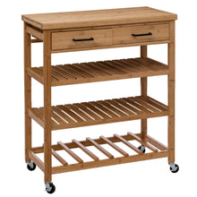 טען את התמונה לגלריה , אי בוצר נייד למטבח מבמבוק עם משטח בוצ'ר לאחסון כלי מטבח