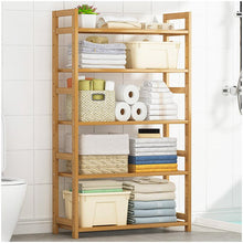 טען את התמונה לגלריה , כוננית 5 מדפים מבמבוק למגוון שימושים