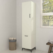 טען את התמונה לגלריה , ארון אחסון אמבטיה עם תא לסל כביסה סגור - צבע לבן