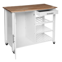 טען את התמונה לגלריה , אי נייד בצבע לבן עם בוצר עץ