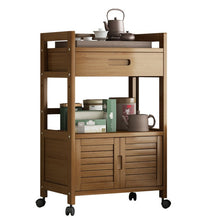 טען את התמונה לגלריה , עגלת בוצר למטבח מבמבוק איכותי, משלבת מגוון פתרונות אחסון