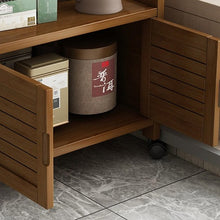 טען את התמונה לגלריה , עגלת בוצר למטבח מבמבוק איכותי, משלבת מגוון פתרונות אחסון