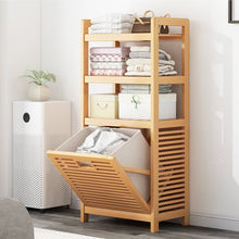 טען את התמונה לגלריה , סל כביסה מבמבוק המשלב 3 מדפים - מבית Neat מקורי ואיכותי