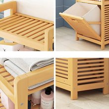 טען את התמונה לגלריה , סל כביסה מבמבוק המשלב 3 מדפים - מבית Neat מקורי ואיכותי