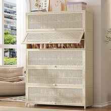 טען את התמונה לגלריה , ארון נעליים לכ-60 זוגות מבמבוק עם דלתות נפתחות