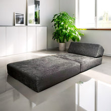 טען את התמונה לגלריה , כורסה מתקפלת שהופכת למיטת אירוח רב-שימושית לבית ולמשרד מצב פתוח צבע אפור כהה