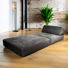 טען את התמונה לגלריה , כורסה מתקפלת שהופכת למיטת אירוח רב-שימושית לבית ולמשרד אפור כהה