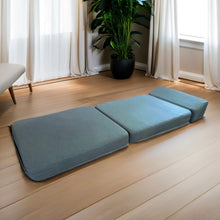 טען את התמונה לגלריה , כורסה מתקפלת שהופכת למיטת אירוח רב-שימושית לבית ולמשרד כחול מצב פתוח