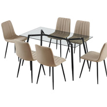 טען את התמונה לגלריה , סט 6 כסאות מעוצבים מבד ורגלי מתכת