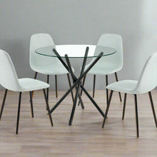 טען את התמונה לגלריה , סט 4 כסאות מעוצבים מבד ורגלי מתכת