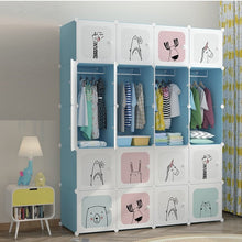 טען את התמונה לגלריה , ארון אחסון מודולרי לילדים משולב 4 תאי תלייה ו-12 תאי אחסון
