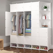 טען את התמונה לגלריה , ארון בגדים מודולרי גדול המשלב 3 תאי תלייה, 13 תאי אחסון סגורים, 5 תאים פתוחים ו-3 מדפים פינתיים