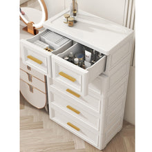 טען את התמונה לגלריה , מערכת אחסון לבנה לחדרי הבית, המשלבת 7 מגירות לאחסון בגדים