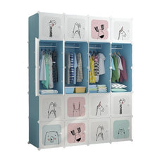 טען את התמונה לגלריה , ארון אחסון מודולרי לילדים משולב 4 תאי תלייה ו-12 תאי אחסון
