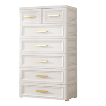 טען את התמונה לגלריה , מערכת אחסון לבנה לחדרי הבית, המשלבת 7 מגירות לאחסון בגדים