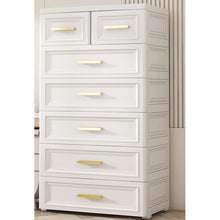 טען את התמונה לגלריה , מערכת אחסון לבנה לחדרי הבית, המשלבת 7 מגירות לאחסון בגדים