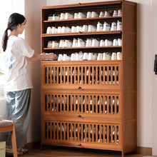 טען את התמונה לגלריה , יחידת אחסון לכ-60 זוגות נעליים מבמבוק משולבת דלתות נושמות