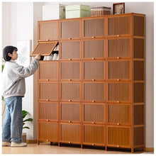טען את התמונה לגלריה , ארון נעליים מבמבוק לכ96 זוגות בצבע עץ
