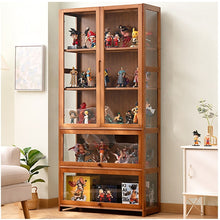 טען את התמונה לגלריה , כוננית אחסון שקופה מבמבוק 3 תאים עם דלתות נפתחות