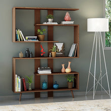 טען את התמונה לגלריה , ספריה מדורגת בצבע אגוז