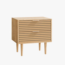 טען את התמונה לגלריה , שידת לילה בעלת שתי מגירות גדולות שקטות אלון