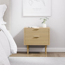 טען את התמונה לגלריה , שידת לילה בעלת שתי מגירות גדולות שקטות אלון