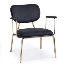 טען את התמונה לגלריה , כורסת מעצבים שחור בשילוב רגליים מוזהבות