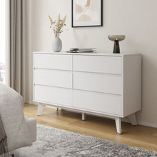 טען את התמונה לגלריה , קומודת שש מגירות מודרנית בלבן