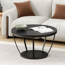 טען את התמונה לגלריה , שולחן עגול לסלון המשלב מתכת ועץ בשני צבעים לבחירה