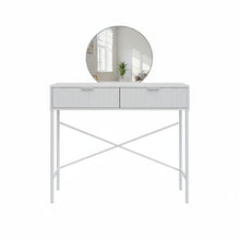 טען את התמונה לגלריה , שידת איפור אלגנטית משולבת מראה בגוון לבן רך עם שתי מגירות