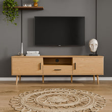 טען את התמונה לגלריה , מזנון טלוויזיה בעיצוב מודרני קלאסי בצבע אלון