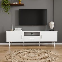 טען את התמונה לגלריה , מזנון טלוויזיה בעיצוב מודרני קלאסי בצבע לבן