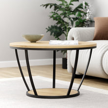 טען את התמונה לגלריה , שולחן עגול לסלון המשלב מתכת ועץ בשני צבעים לבחירה