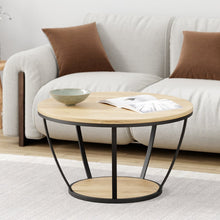 טען את התמונה לגלריה , שולחן עגול לסלון המשלב מתכת ועץ בשני צבעים לבחירה