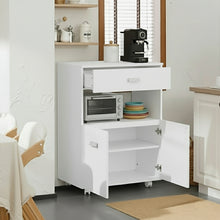 טען את התמונה לגלריה , ארון מטבח נייד רב שימושי בצבע לבן יוקרתי דלתות פתוחות