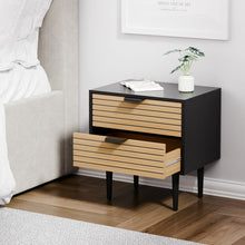 טען את התמונה לגלריה , שידה לחדר שינה בצבע שחור עם 2 מגירות